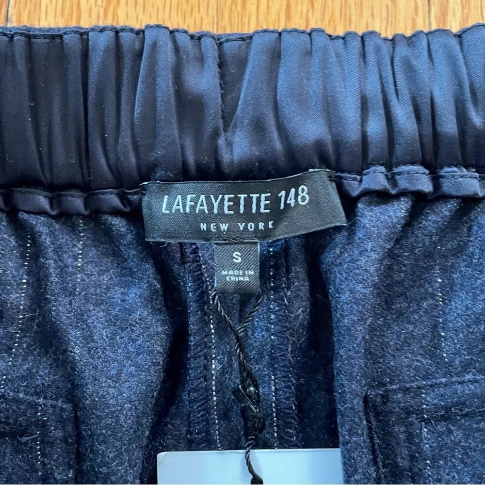 Lafayette 148 Navy Pinstriped Wool Pants with Elastic Waistband. Size S. NWT - Picture 8 of 10